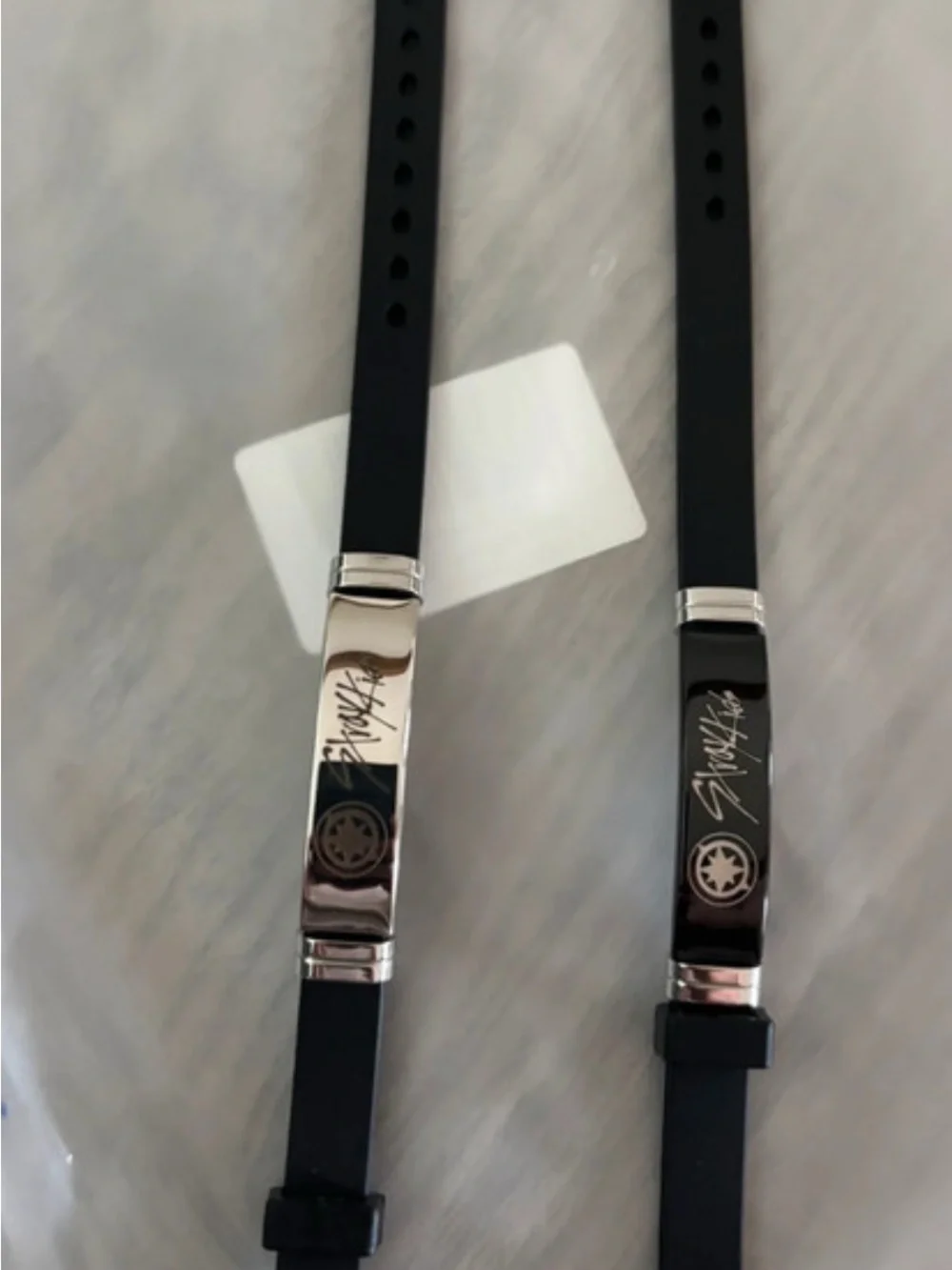 Stainless Steel Plate Black Leather Bracelet